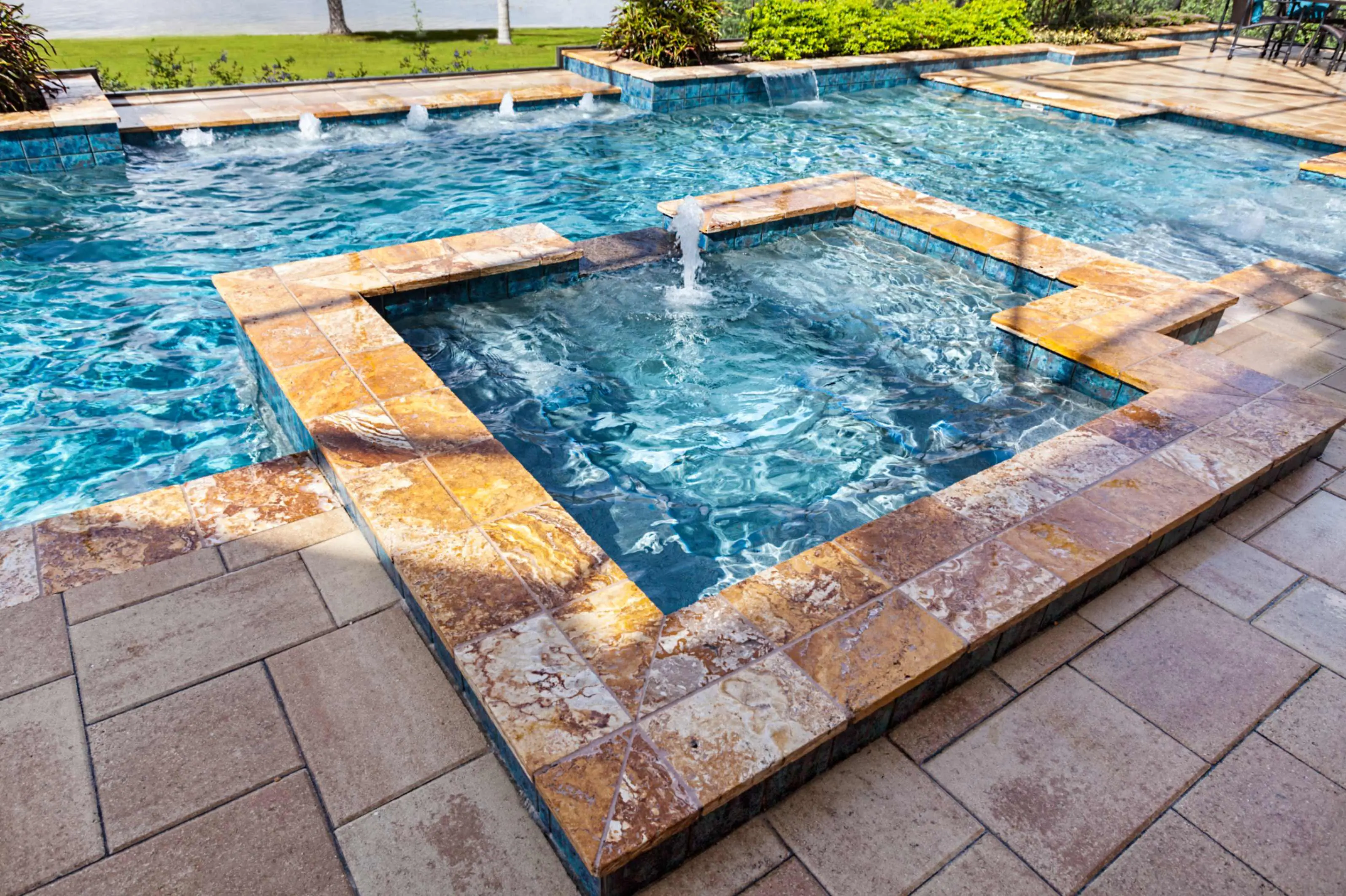 Luxury pool with built-in spa.